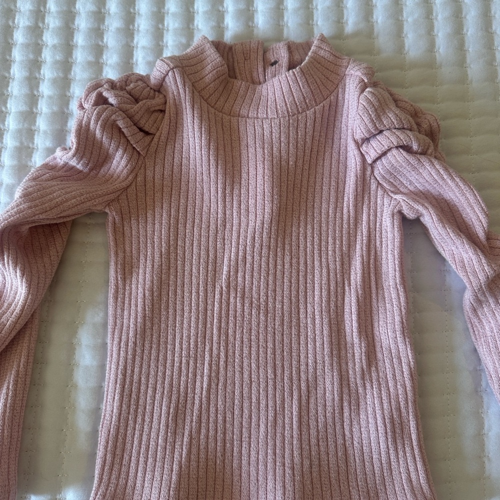 Janie and Jack Pink Ribbed Metallic Girls Sweater